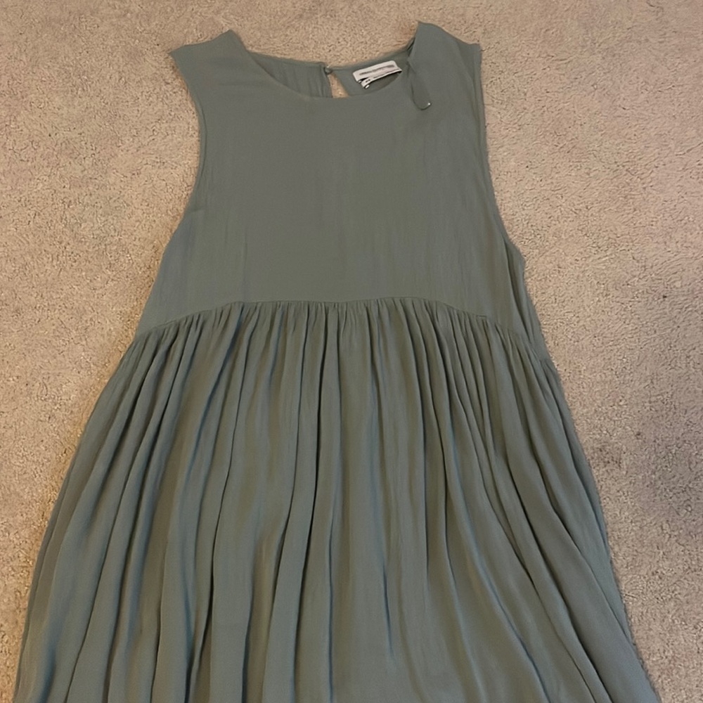 Sage green flowy tank top dress with back cut out